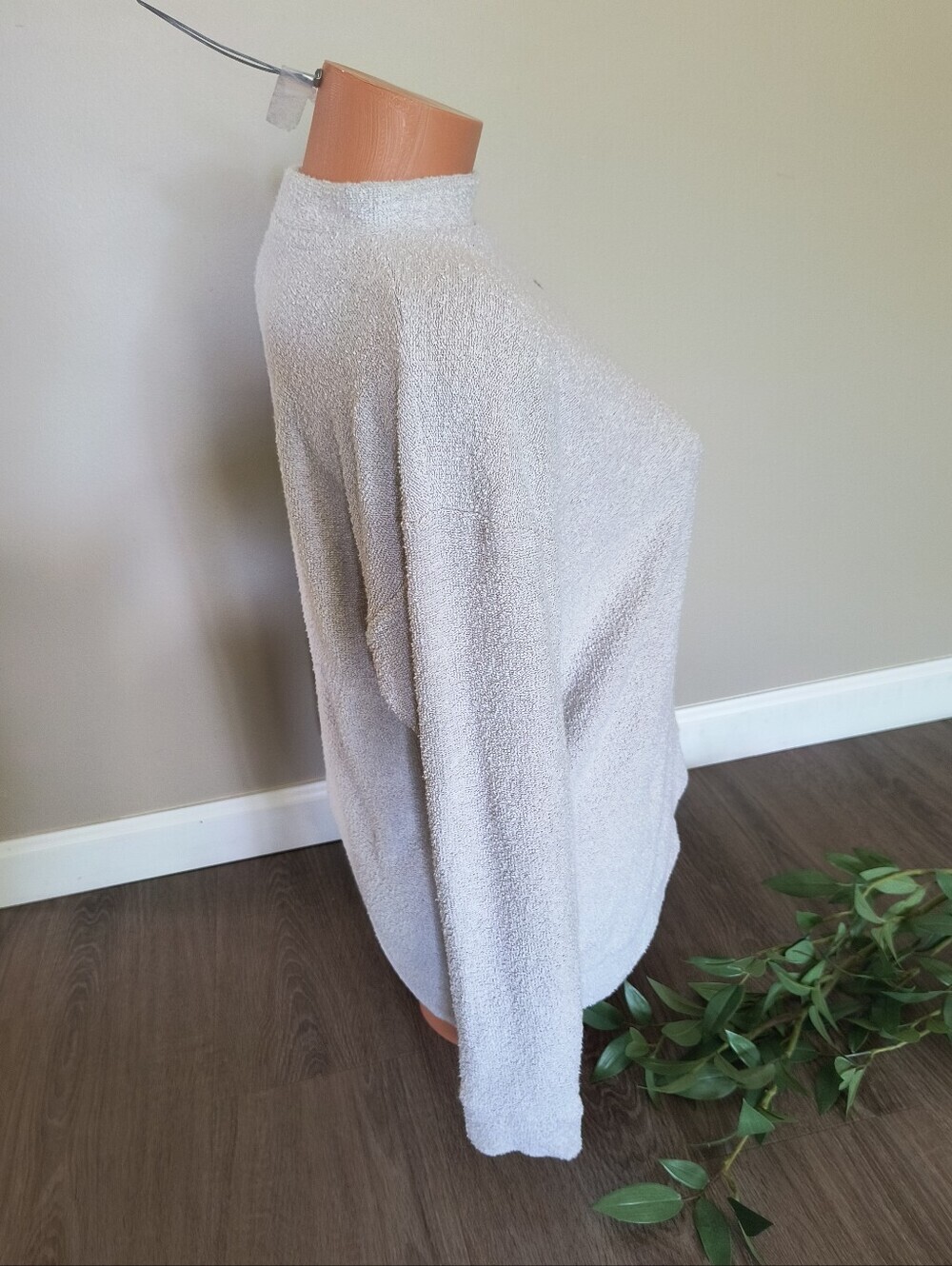 Victoria's Secret PINK Sweatshirt Beige Textured Cozy Pullover Oversized Size XS - Picture 4 of 8